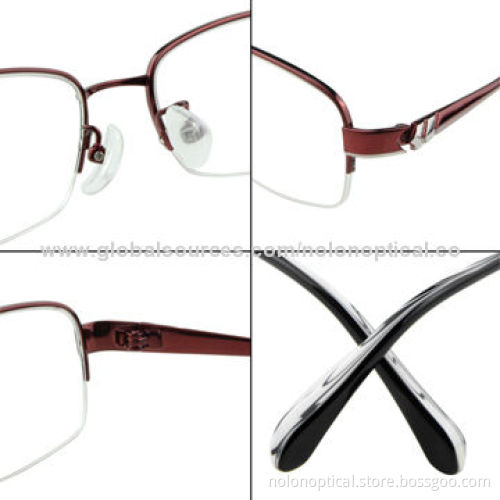 Fashion titanium half-rimless women eyeglass frames, logo can be printed
